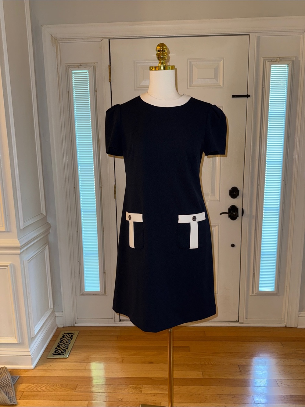 Tommy Hilfiger Navy Shift Dress with White Trim - Picture 3 of 9